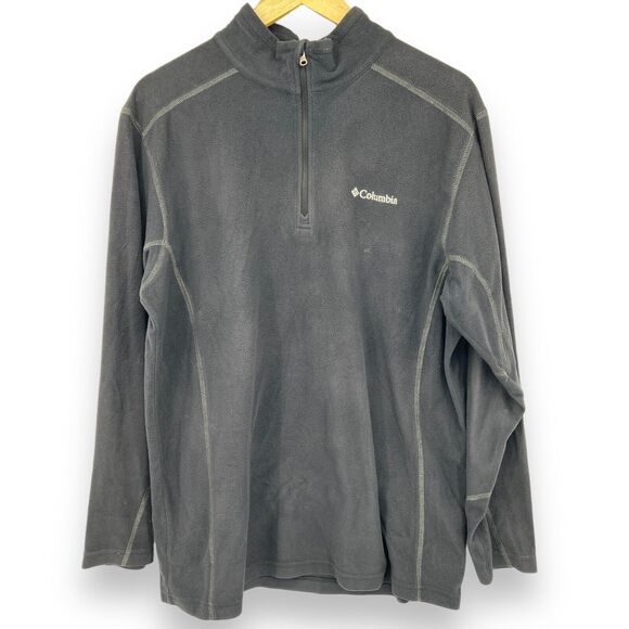 Columbia Mens Sz L Black Pullover 1/4 Zip Sweatshirt - Picture 1 of 6